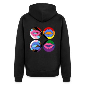 LGBTQ Gay Rainbow Progress Pride Flag Lips - Unisex Premium Bio Zip Hoodie - Schwarz - Hinten - Nico (187cm)