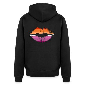 Lesbian Flag Lips LGBTQ Pride - Unisex Premium Bio Zip Hoodie - Schwarz - Hinten - Nico (187cm)