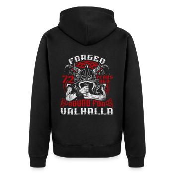 Forged 00 Years Ago For Valhalla 00. Geburtstag - Unisex Premium Bio Zip Hoodie - Schwarz - Hinten - Nico (187cm)