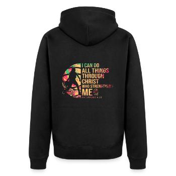 Christlicher Basketball Jesus Spricht Religiös - Unisex Premium Bio Zip Hoodie - Schwarz - Hinten - Nico (187cm)
