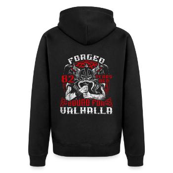 Forged 00 Years Ago For Valhalla 00. Geburtstag - Unisex Premium Bio Zip Hoodie - Schwarz - Hinten - Nico (187cm)