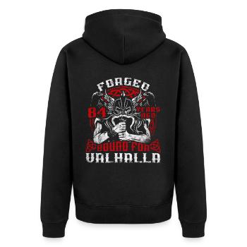 Forged 00 Years Ago For Valhalla 00. Geburtstag - Unisex Premium Bio Zip Hoodie - Schwarz - Hinten - Nico (187cm)