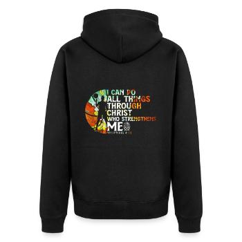 Christlicher Basketball Jesus Spricht Religiös - Unisex Premium Bio Zip Hoodie - Schwarz - Hinten - Nico (187cm)