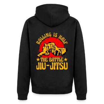 Rouler, c’est la moitié de la bataille du Jiu-Jitsu brésilien - Veste à capuche bio Premium Unisexe - noir - Dos - Nico (187cm)