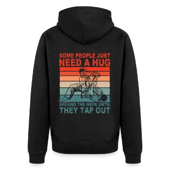 Brazilian Jiu-Jitsu Lustiger Spruch - Unisex Premium Bio Zip Hoodie - Schwarz - Hinten - Nico (187cm)