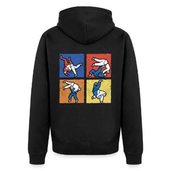 Brazilian Jiu-Jitsu - Unisex Premium Bio Zip Hoodie - Schwarz - Hinten - Nico (187cm)