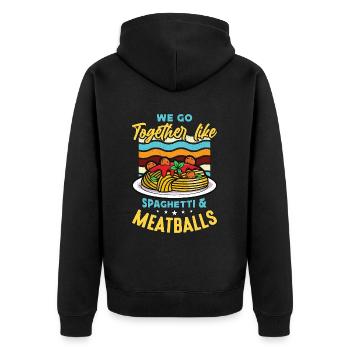Boulettes de viande Nous allons ensemble comme un amateur de pâtes aux boulettes de viande - Veste à capuche bio Premium Unisexe - noir - Dos - Nico (187cm)