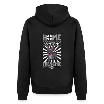 Französische Bulldogge - Unisex Premium Bio Zip Hoodie - Schwarz - Hinten - Nico (187cm)