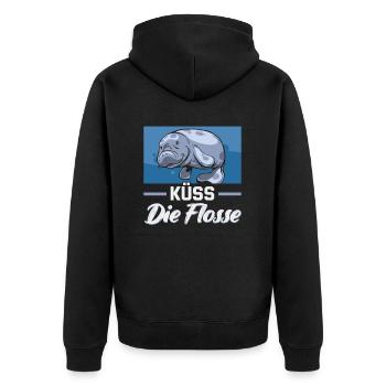 Cold Nose Warm Heart Manatee mollige Seekuh - Unisex Premium Bio Zip Hoodie - Schwarz - Hinten - Nico (187cm)