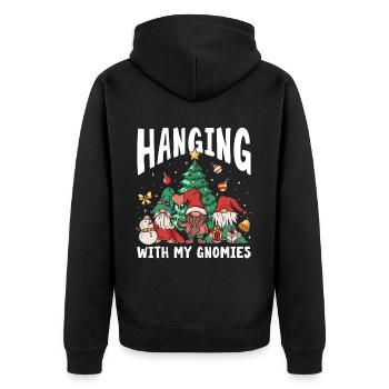 Hanging With My Gnomies - Unisex Premium Bio Zip Hoodie - Schwarz - Hinten - Nico (187cm)