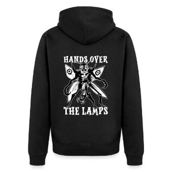Funny Mothman Cryptid Cryptozoology - Unisex Premium Organic Zip Hoodie - black - Back - Nico (187cm)