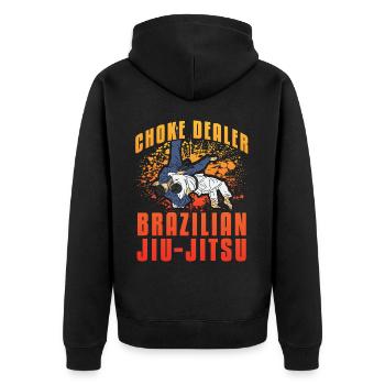 Choke Dealer Brazilian Jiu-Jitsu - Unisex Premium Organic Zip Hoodie - black - Back - Nico (187cm)