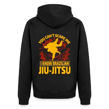 You can't scare me I know Brazilian Jiu-Jitsu - Unisex Premium Bio Zip Hoodie - Schwarz - Hinten - Nico (187cm)