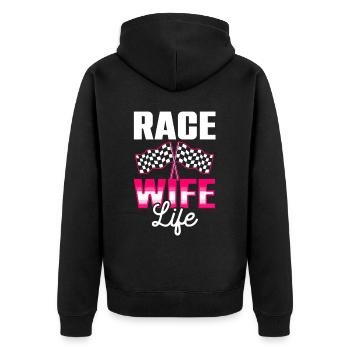 Race Woman Racing Quotes Car Racer Driver - Unisex Premium Organic Zip Hoodie - black - Back - Nico (187cm)