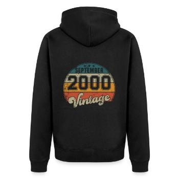 Vintage Geburtstag - September 2000 - Geschenkidee - Unisex Premium Bio Zip Hoodie - Schwarz - Hinten - Nico (187cm)