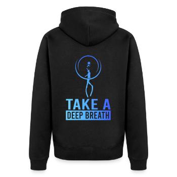 Diving, Freediving, Apnea No Limit Freediving - Unisex Premium Organic Zip Hoodie - black - Back - Nico (187cm)