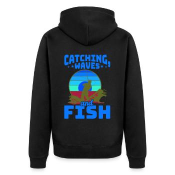 Fishing, Angler, Fisherman Fishing and Pike Fishing - Unisex Premium Organic Zip Hoodie - black - Back - Nico (187cm)