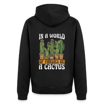 Succulent In A World Of Pansies Be A Botanical - Unisex Premium Bio Zip Hoodie - Schwarz - Hinten - Nico (187cm)