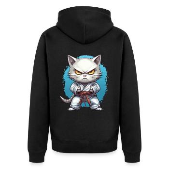 Cute Karate Cat Martial Arts Athlete Kawaii Cat - Unisex Premium Bio Zip Hoodie - Schwarz - Hinten - Nico (187cm)