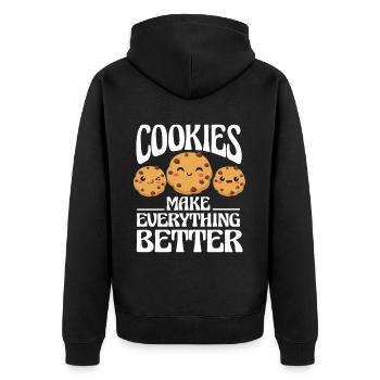 Kekse Backen Weihnachten Plätzchen Bäcker - Unisex Premium Bio Zip Hoodie - Schwarz - Hinten - Nico (187cm)