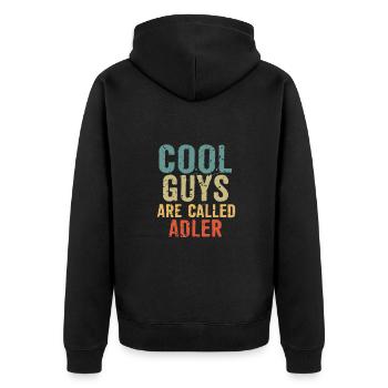 Cool guys are called Adler - Unisex Premium Organic Zip Hoodie - black - Back - Nico (187cm)