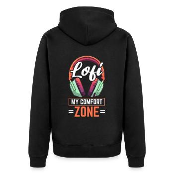 Lofi Music Lover Low Fidelity Japanese Aesthetic - Unisex Premium Organic Zip Hoodie - black - Back - Nico (187cm)