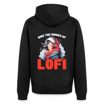 Lofi Music Lover Low Fidelity Japanese Aesthetic - Unisex Premium Organic Zip Hoodie - black - Back - Nico (187cm)