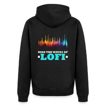 Lofi Mélomane Basse Fidélité Esthétique Japonaise - Veste à capuche bio Premium Unisexe - noir - Dos - Nico (187cm)