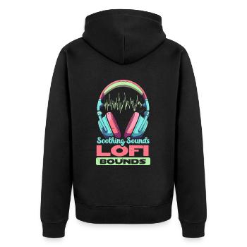 Lofi Music Lover Low Fidelity Japanese Aesthetic - Unisex Premium Organic Zip Hoodie - black - Back - Nico (187cm)