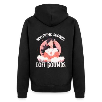Lofi Mélomane Basse Fidélité Esthétique Japonaise - Veste à capuche bio Premium Unisexe - noir - Dos - Nico (187cm)