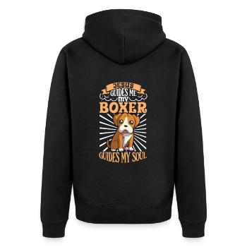 Jesus and My Boxer - Unisex Premium Organic Zip Hoodie - black - Back - Nico (187cm)