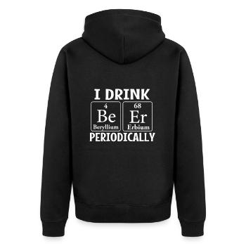 I drink BE ER Periodically - Periodensystem - Unisex Premium Bio Zip Hoodie - Schwarz - Hinten - Nico (187cm)