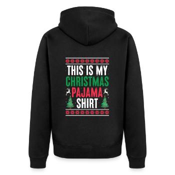This Is My Christmas Pajama Shirt Men Women - Unisex Premium Organic Zip Hoodie - black - Back - Nico (187cm)