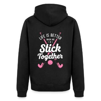 Field Hockey Life Is Better When - Unisex Premium Bio Zip Hoodie - Schwarz - Hinten - Nico (187cm)