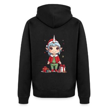 Magical Christmas Unicorn Unicorn for Christmas - Unisex Premium Organic Zip Hoodie - black - Back - Nico (187cm)