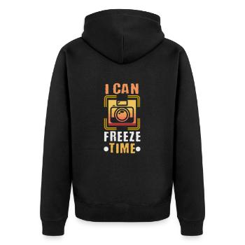 Fotografie I can freeze time Fotograf - Unisex Premium Bio Zip Hoodie - Schwarz - Hinten - Nico (187cm)