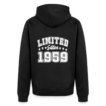 Limited Edition 1959 - Unisex Premium Bio Zip Hoodie - Schwarz - Hinten - Nico (187cm)