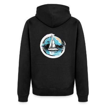 Sailboat, Sailing Ship, Sailing Yacht, Vintage Sailing - Unisex Premium Organic Zip Hoodie - black - Back - Nico (187cm)