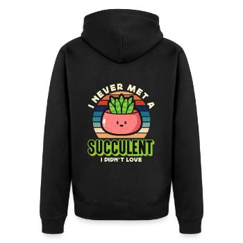 Succulent I Never Met Succulent I Didn't Cactuses - Unisex Premium Organic Zip Hoodie - black - Back - Nico (187cm)