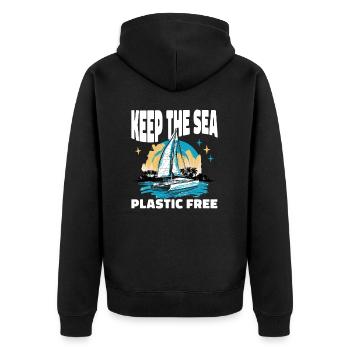 Catamaran-Boot Segelboot Segeln Segler - Unisex Premium Bio Zip Hoodie - Schwarz - Hinten - Nico (187cm)