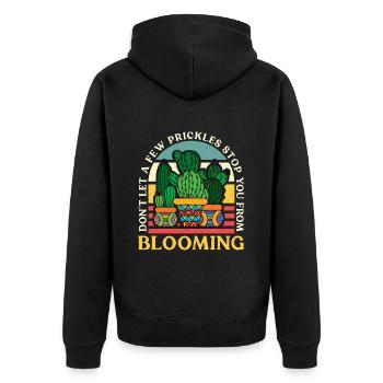 Succulent Don't Let A Few Prickles Stop You Garden - Unisex Premium Organic Zip Hoodie - black - Back - Nico (187cm)