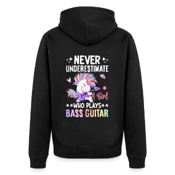 Bassist Bassist - Unisex Premium Bio Zip Hoodie - Schwarz - Hinten - Nico (187cm)