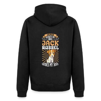 Jesus und mein Jack Russel Terrier - Unisex Premium Bio Zip Hoodie - Schwarz - Hinten - Nico (187cm)