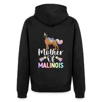 Chienne Mère Malinois Belge - Veste à capuche bio Premium Unisexe - noir - Dos - Nico (187cm)