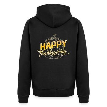 Happy Thanksgiving - Kids Funny For Thanksgiving - Unisex Premium Organic Zip Hoodie - black - Back - Nico (187cm)