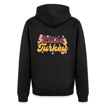 Thankful Little Turkey - Retro Thanksgiving Women - Unisex Premium Organic Zip Hoodie - black - Back - Nico (187cm)