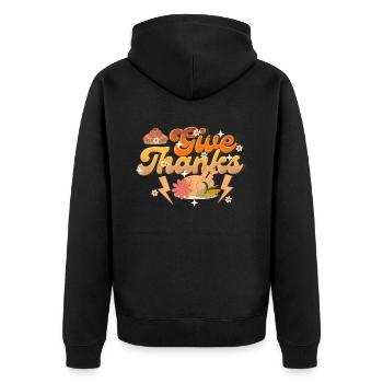 Thankful Give Thanks - Retro Thanksgiving Women - Unisex Premium Organic Zip Hoodie - black - Back - Nico (187cm)