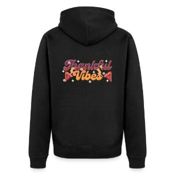 Thankful Vibes - Retro Thanksgiving Women - Unisex Premium Bio Zip Hoodie - Schwarz - Hinten - Nico (187cm)