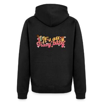 It's All Gravy Baby - Retro Thanksgiving Women - Unisex Premium Organic Zip Hoodie - black - Back - Nico (187cm)