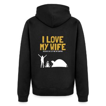 J’aime ma femme Camping Tentes Glamping - Veste à capuche bio Premium Unisexe - noir - Dos - Nico (187cm)